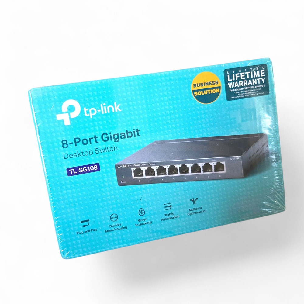 TP-Link 8 Port Gigabit Ethernet Switch Network Hub Desktop OS Blue Metal Box NEW